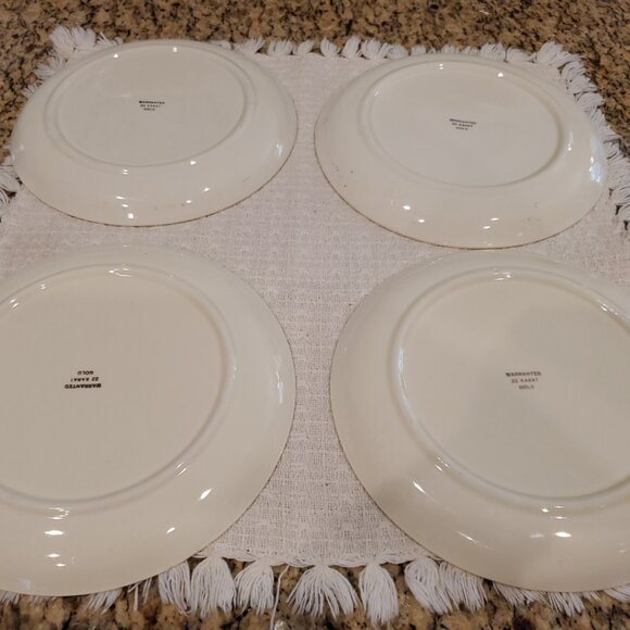 (4) Royal China Plate Warranted 22k French Garden Gold 7 3/8" Man Courting Lady - Picture 5 of 6